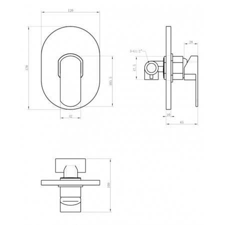 Смеситель встраиваемый с гигиеническим душем Grocenberg GB1002 Хром