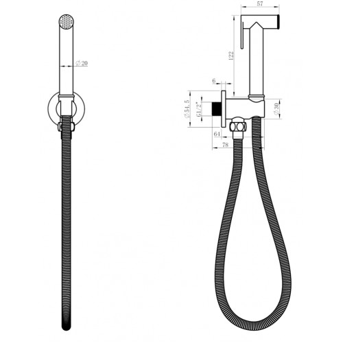 Смеситель встраиваемый с гигиеническим душем Grocenberg GB1002 Хром