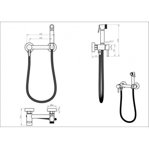 Смеситель с гигиеническим душем Grocenberg GB103N Хром