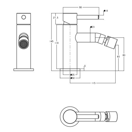 Смеситель для биде Grocenberg GB2094BL Чёрный матовый Смеситель для биде Grocenberg GB2094BL Чёрный матовый