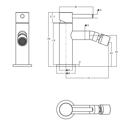 Смеситель для биде Grocenberg GB2094GL золотой брашированный