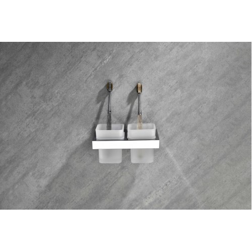 Настенный стакан двойной Grocenberg AC0022 (Хром)