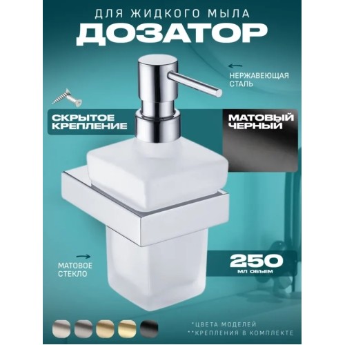 Настенный дозатор для жидкого мыло Grocenberg AC0028 (Черный матовый)