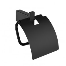 Настенный бумагодержатель с крышкой Grocenberg AC0029 (Черный матовый)
