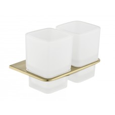 Настенный стакан двойной Grocenberg AC0056 (Матовое золото)