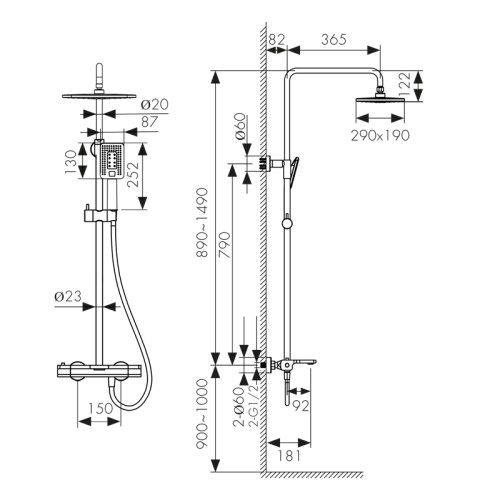 01182-2 Душевая система KAISER Elite с термостатом