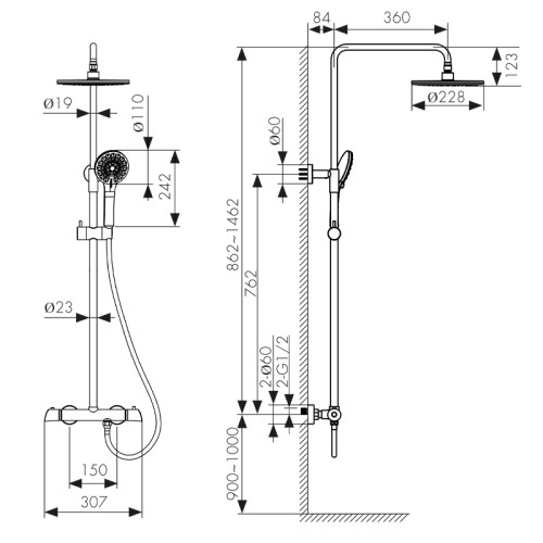 06177-2 Душевая система KAISER Nove с термостатом