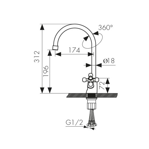 11043 Смеситель KAISER Carlson для кухни