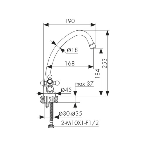 11062 Смеситель KAISER Carlson для кухни