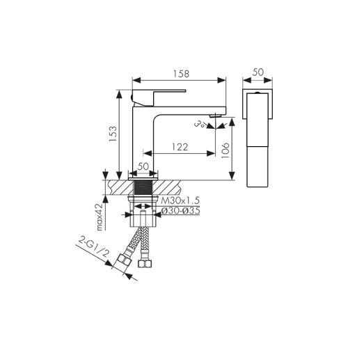 01211-9 Смеситель KAISER Cube для раковины
