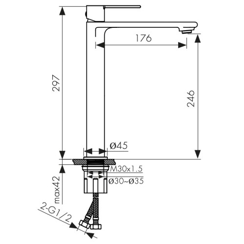 05411-9 Смеситель KAISER Serio для раковины