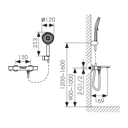 05322-9 Смеситель KAISER Serio для ванны с термостатом
