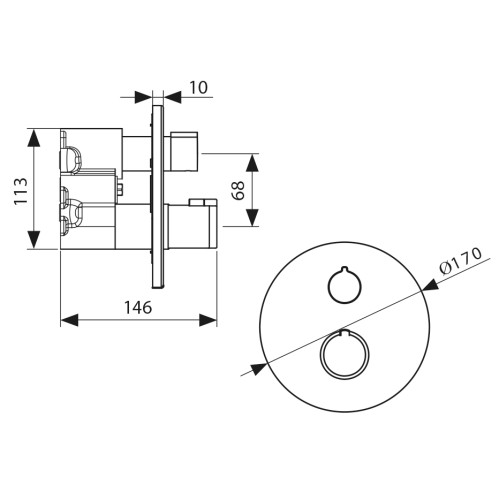 08077 Смеситель KAISER Areva скрытого монтажа с термостатом