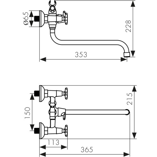 28155 Смеситель KAISER Crystal для ванны