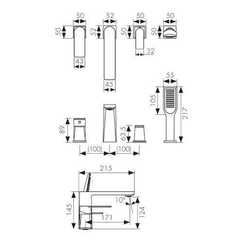 70122 Смеситель KAISER Terso на борт ванны