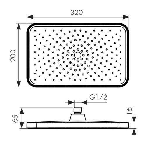 SH-320 Душевая лейка KAISER стационарная, 320х200х16 мм