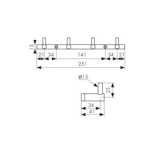 H0004 Планка KAISER с 4-мя крючками