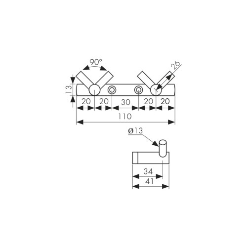 H0012 Планка KAISER с 2-мя V-крючками
