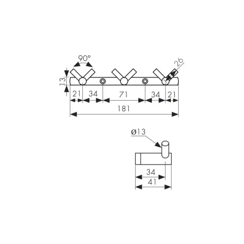 H0013 Планка KAISER с 3-мя V-крючками