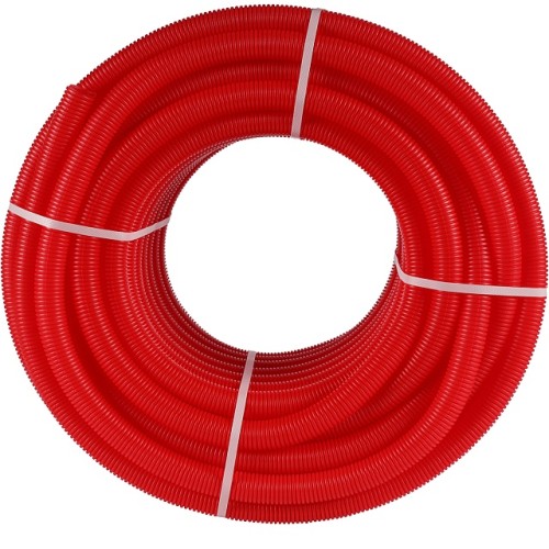 Труба гофрированная STOUT ПНД, цвет красный, наружным диаметром 28 мм для труб диаметром 20 мм