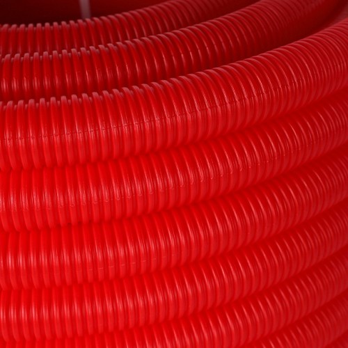 Труба гофрированная STOUT ПНД, цвет красный, наружным диаметром 35 мм для труб диаметром 25 мм