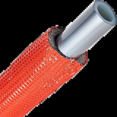 Труба STOUT 20х2,8 (бухта 100 метров) PEX-a из сшитого полиэтилена с кислородным слоем, серая в теплоизоляции (красная)