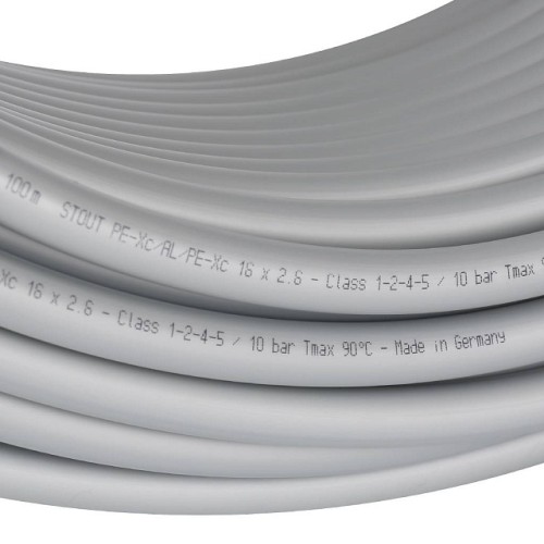 Труба стабильная PE-Xc/Al/PE-Xc STOUT 16x2,6 (бухта 100 м), серая