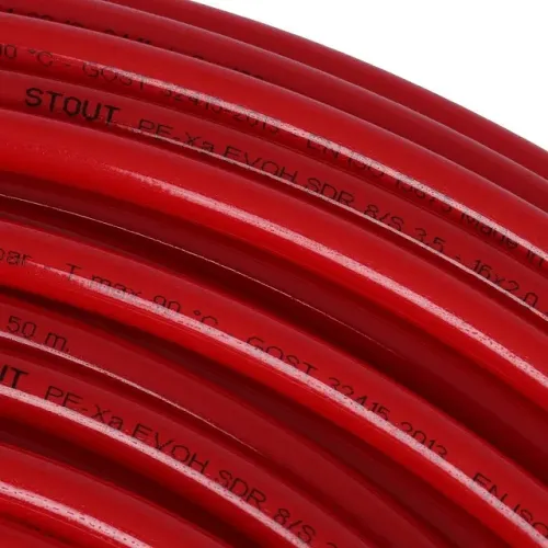 PEX-a труба STOUT 16х2,0 (бухта 100 метров) из сшитого полиэтилена с кислородным слоем, красная PEX-a труба STOUT 16х2,0 (бухта 100 метров) из сшитого полиэтилена с кислородным слоем, красная