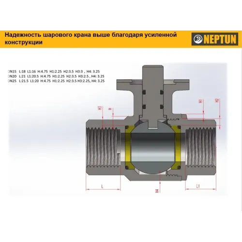 Шаровой кран с электроприводом Neptun PROFI 220В 1", 100035665500