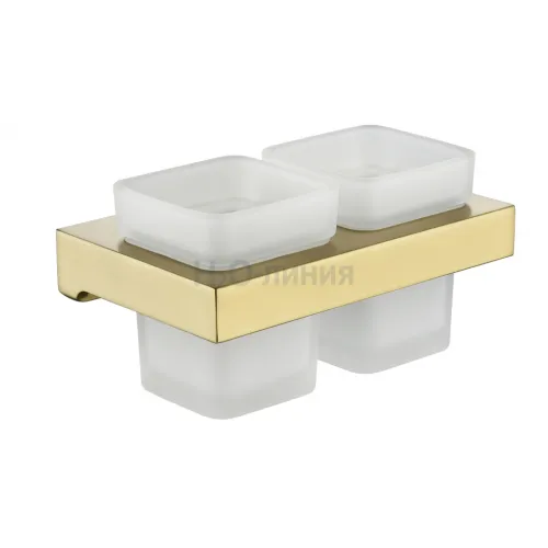 Настенный стакан двойной Grocenberg AC0022 (Матовое золото)