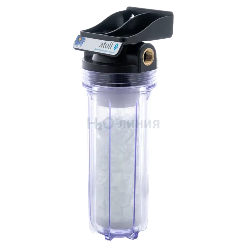 Корпус фильтра атолл Патриот SL10-3/4 прозрачный с картриджем PCCT (полифосфат)