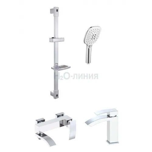 Набор для ванны 3 в 1 Grocenberg GB1007 Белый хром