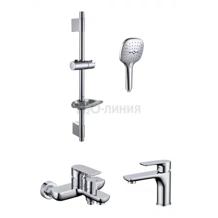 Набор для ванны 3 в 1 Grocenberg GB1009 Хром