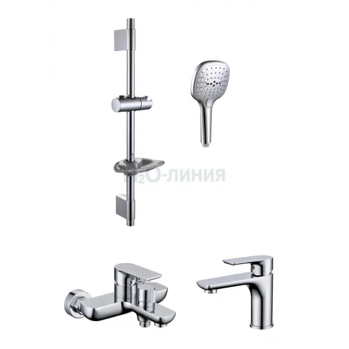 Набор для ванны 3 в 1 Grocenberg GB1009 Хром