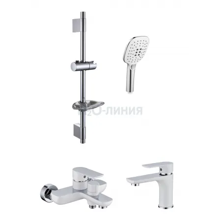 Набор для ванны 3 в 1 Grocenberg GB1009 Белый хром
