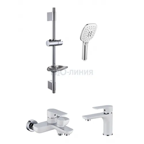 Набор для ванны 3 в 1 Grocenberg GB1009 Белый хром