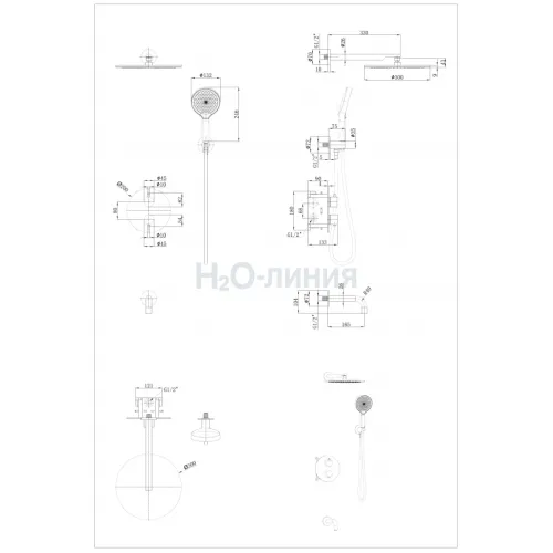 Душевая система скрытого монтажа Grocenberg GB5091 Никель с Термостатом