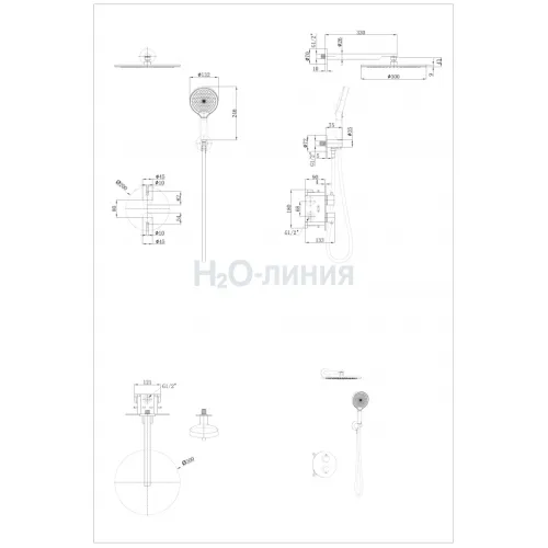Душевая система скрытого монтажа Grocenberg GB5093 Чёрный матовый с Термостатом