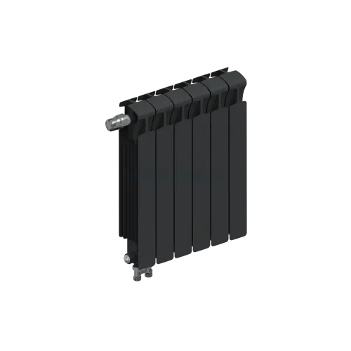Радиатор биметаллический RIFAR MONOLIT VENTIL 500 х 6 секций АНТРАЦИТ нижнее левое подключение, R-MN-500-06-VL-AN