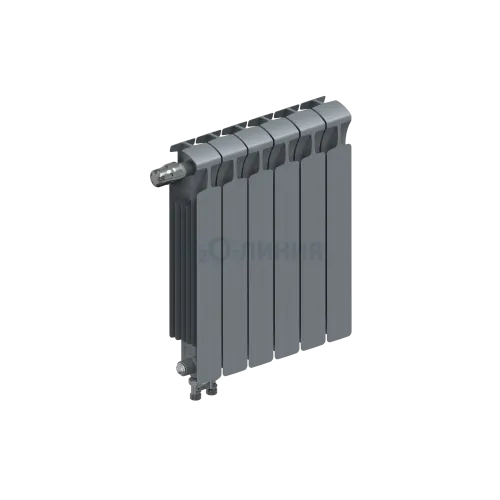 Радиатор биметаллический RIFAR MONOLIT VENTIL 500 х 6 секций ТИТАН нижнее левое подключение, R-MN-500-06-VL-TI