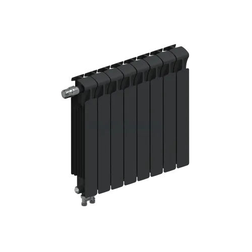 Радиатор биметаллический RIFAR MONOLIT VENTIL 500 х 8 секций АНТРАЦИТ нижнее левое подключение, R-MN-500-08-VL-AN