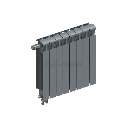 Радиатор биметаллический RIFAR MONOLIT VENTIL 500 х 8 секций ТИТАН нижнее левое подключение, R-MN-500-08-VL-TI