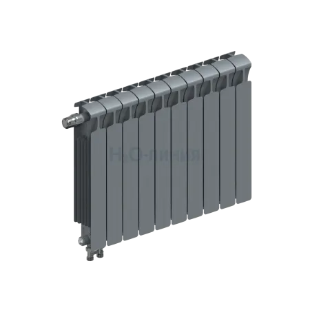 Радиатор биметаллический RIFAR MONOLIT VENTIL 500 х 10 секций ТИТАН нижнее левое подключение, R-MN-500-10-VL-TI