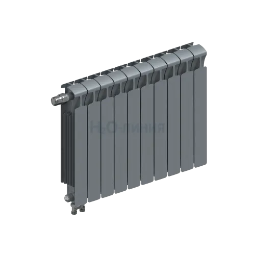 Радиатор биметаллический RIFAR MONOLIT VENTIL 500 х 10 секций ТИТАН нижнее левое подключение, R-MN-500-10-VL-TI