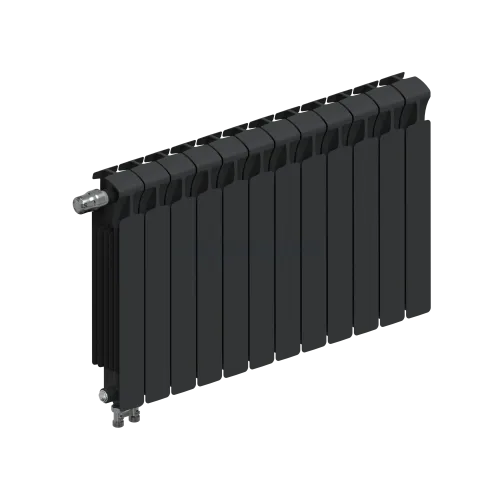 Радиатор биметаллический RIFAR MONOLIT VENTIL 500 х 12 секций АНТРАЦИТ нижнее левое подключение, R-MN-500-12-VL-AN