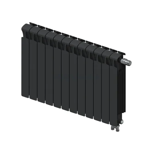 Радиатор биметаллический RIFAR MONOLIT VENTIL 500 х 12 секций АНТРАЦИТ нижнее правое подключение, R-MN-500-12-VR-AN