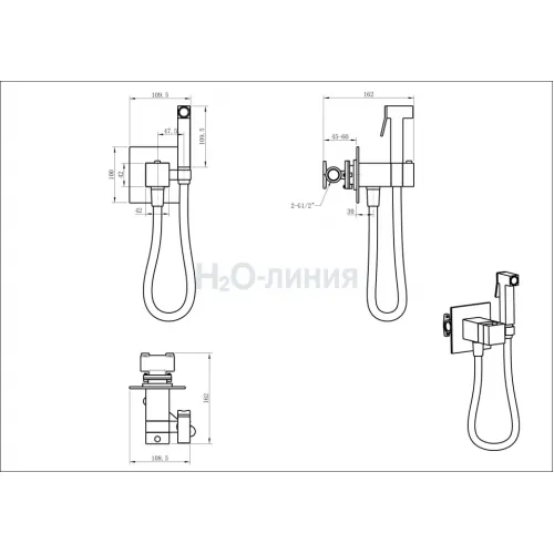 Гигиенический душ со смесителем GROCENBERG GB008 с термостатом Черный матовый