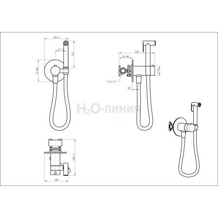 Гигиенический душ со смесителем GROCENBERG GB009 с термостатом Матовое золото