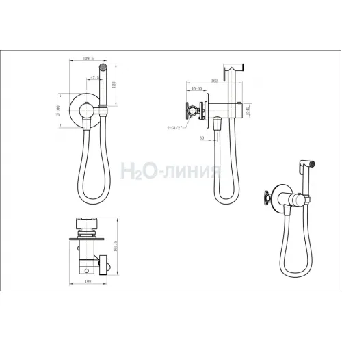 Гигиенический душ со смесителем GROCENBERG GB009 с термостатом Никель