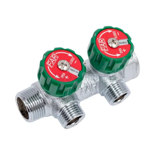 Коллектор FAR FK 3821 3412 регулирующий проходной ВР-НР 3/4"х1/2" с 2 отводами